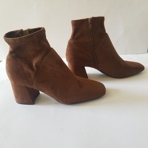Nine West Brown Suede Ankle Boots with Block Heels  Size 10